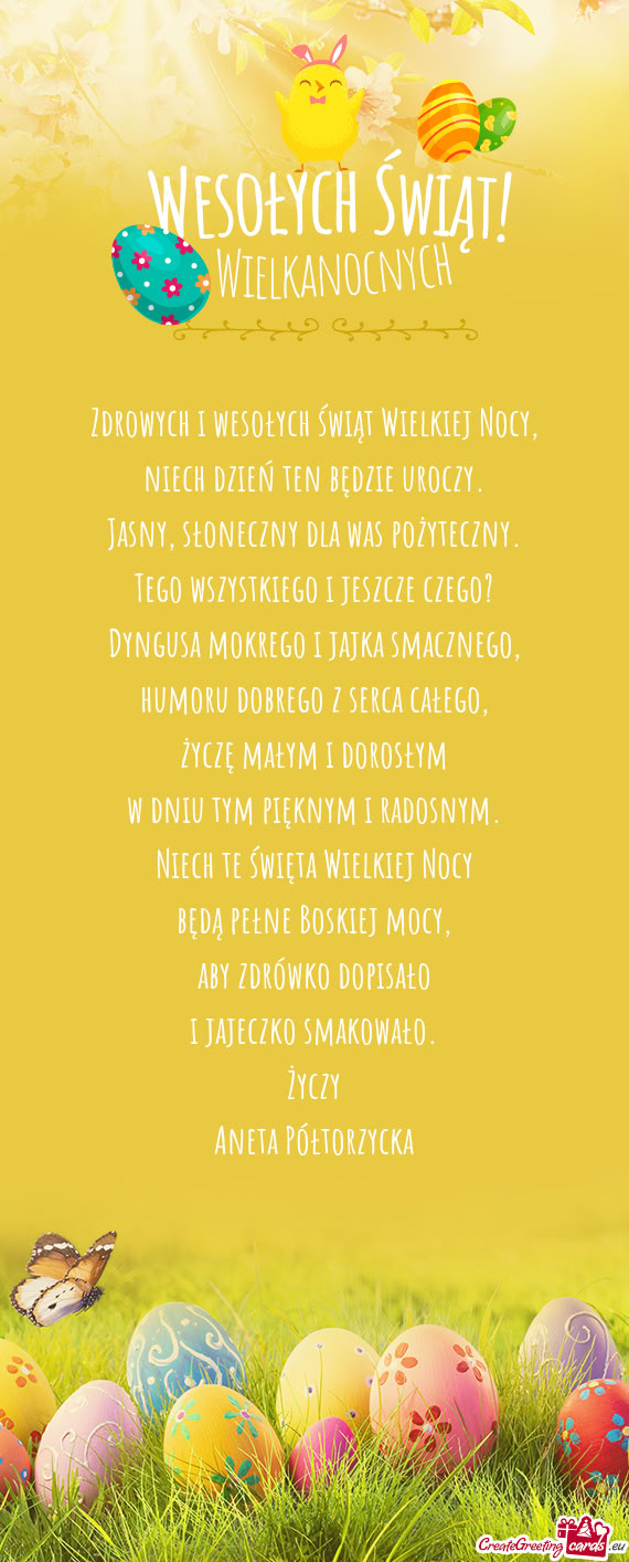 Życzy Aneta Półtorzycka