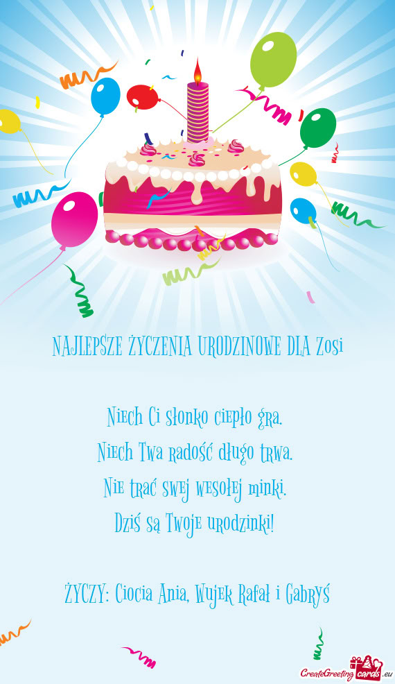 ŻYCZY: Ciocia Ania, Wujek Rafał i Gabryś