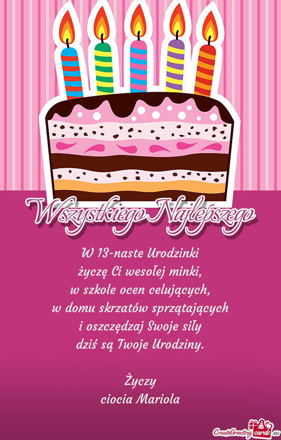 Życzy ciocia Mariola