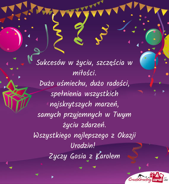 Zyczy Gosia z Karolem