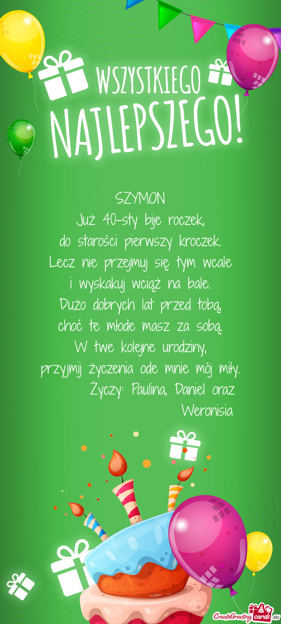 Życzy: Paulina, Daniel oraz