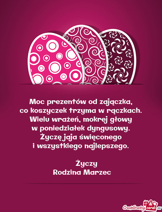 Życzy Rodzina Marzec