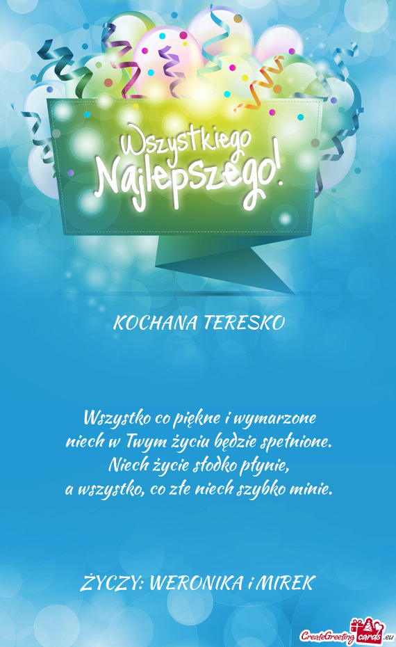 ŻYCZY: WERONIKA i MIREK
