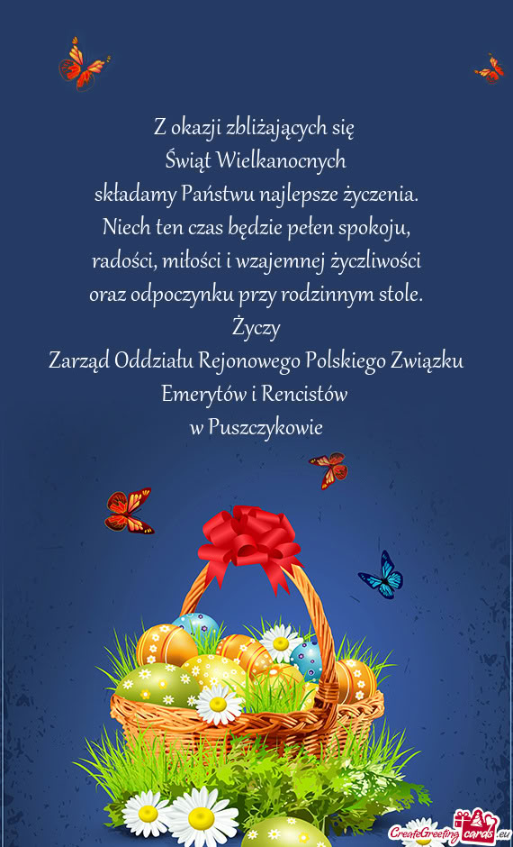 Życzy Zarząd Oddziału Rejonowego Polskiego Związku Emerytów i Rencistów w Puszczykowie