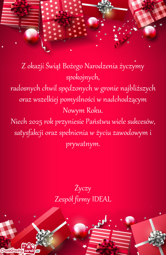 Życzy Zespół firmy IDEAL