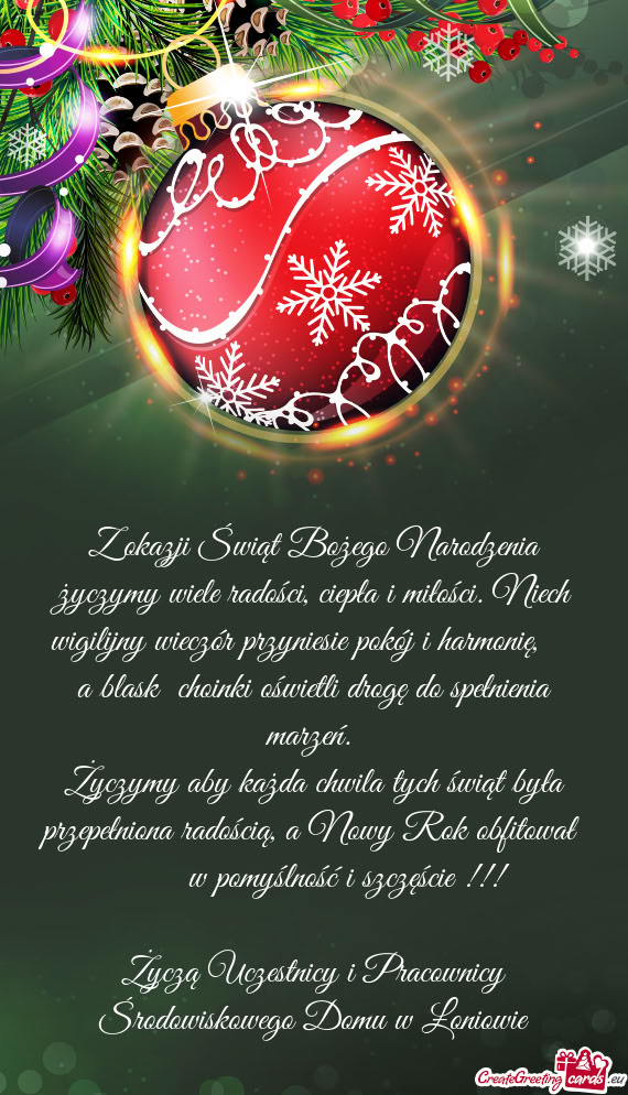 Życzymy aby każda chwila tych świąt była przepełniona radością, a Nowy Rok obfitował