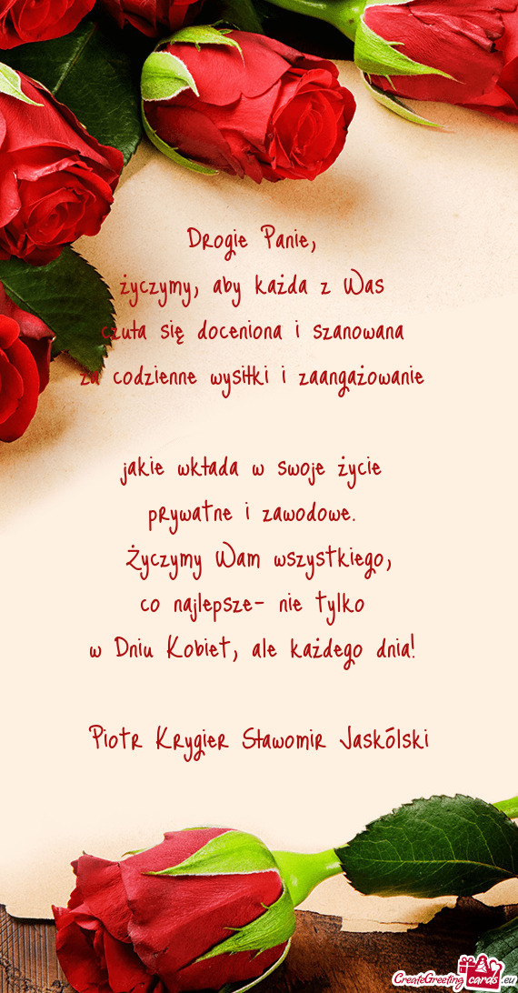 Życzymy, aby każda z Was