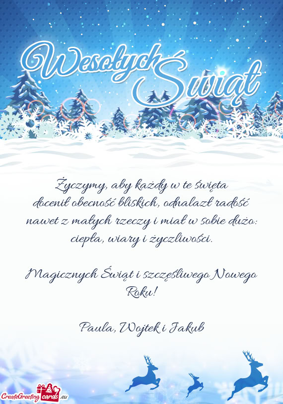 Życzymy, aby każdy w te święta