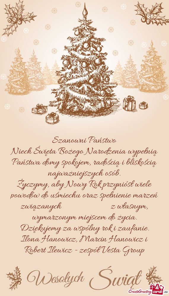 Życzymy, aby Nowy Rok przyniósł wiele powodów do uśmiechu oraz spełnienie marzeń związanych