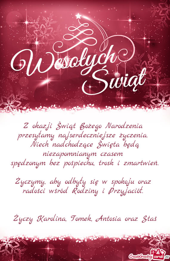 Życzymy, aby odbyły się w spokoju oraz