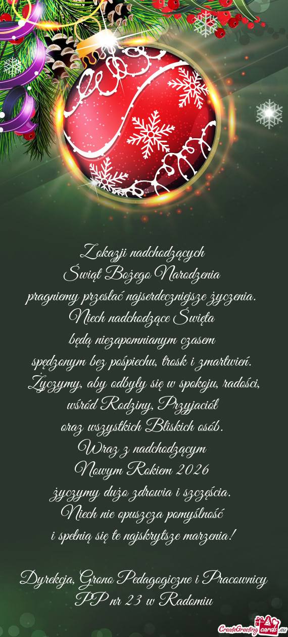 Życzymy, aby odbyły się w spokoju, radości, wśród Rodziny, Przyjaciół