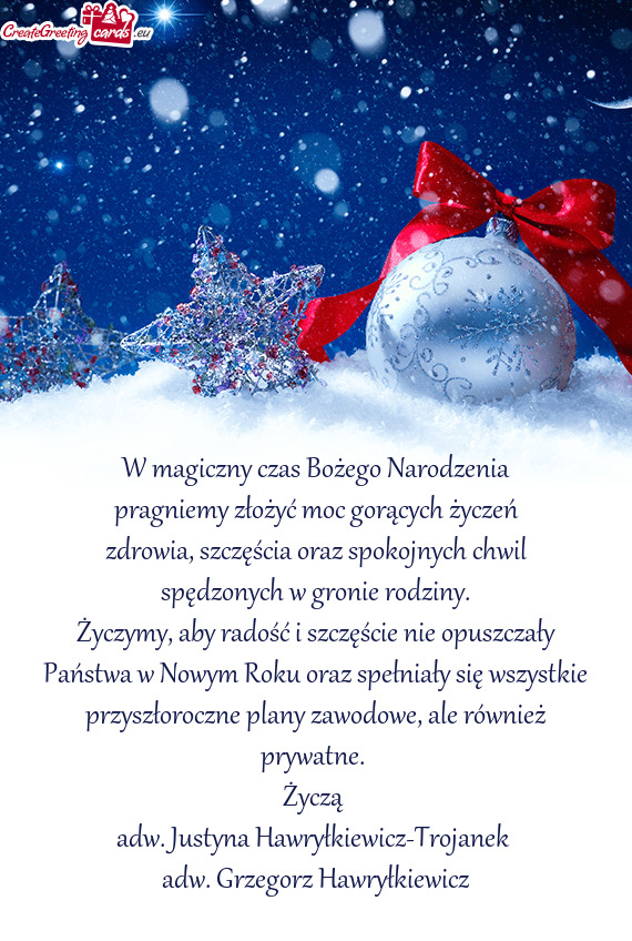 Życzymy, aby radość i szczęście nie opuszczały Państwa w Nowym Roku oraz spełniały się wsz