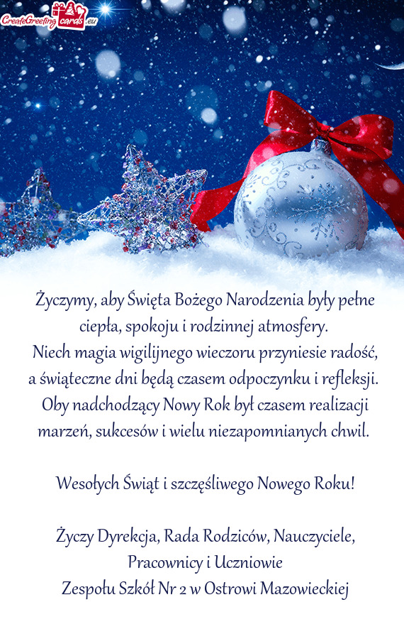 Życzymy, aby Święta Bożego Narodzenia były pełne ciepła, spokoju i rodzinnej atmosfery