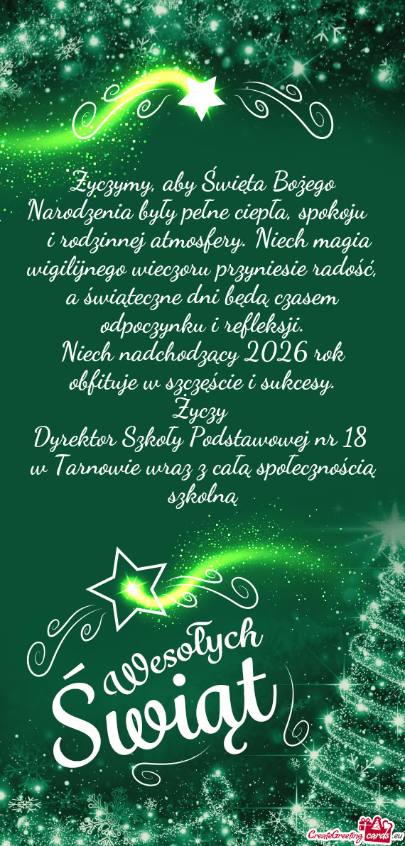 Życzymy, aby Święta Bożego Narodzenia były pełne ciepła, spokoju  i rodzinnej atmosfery. N