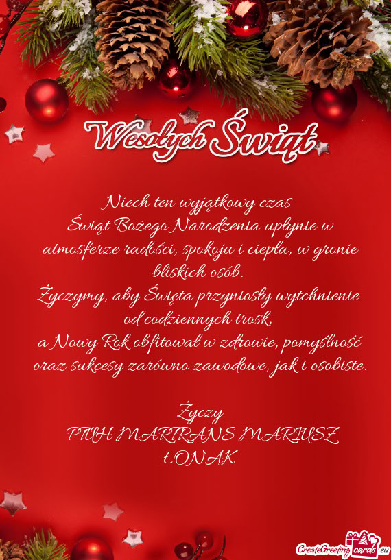 Życzymy, aby Święta przyniosły wytchnienie