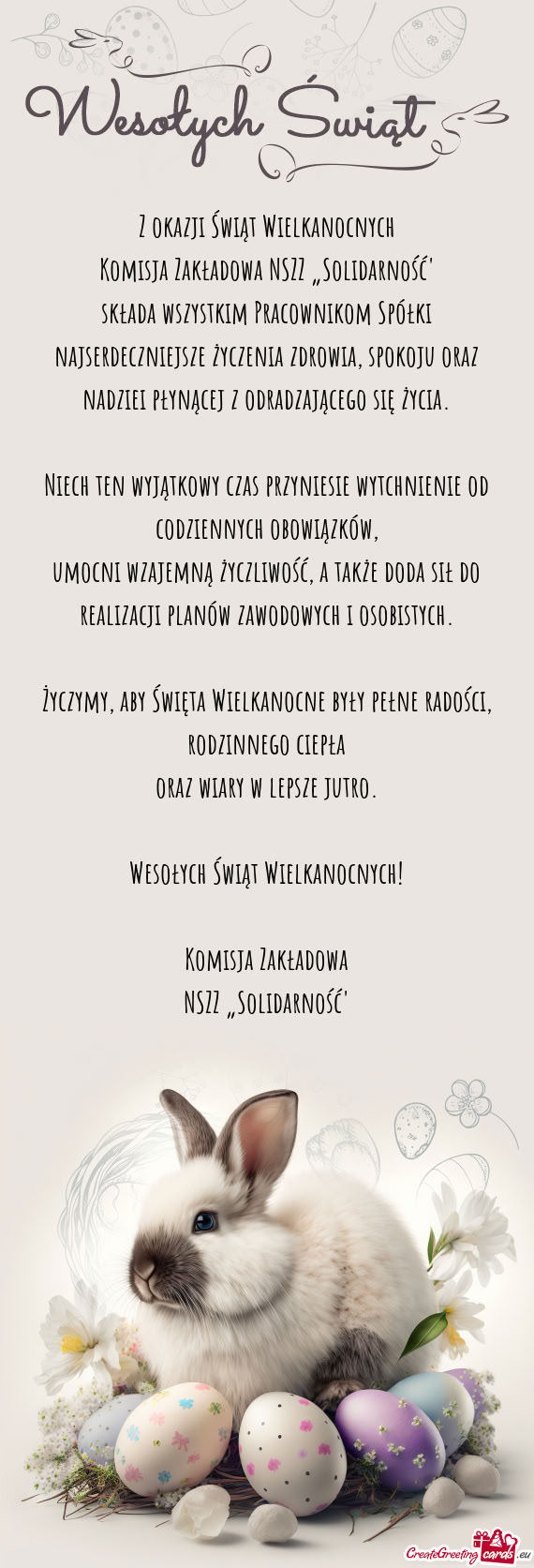 Życzymy, aby Święta Wielkanocne były pełne radości, rodzinnego ciepła