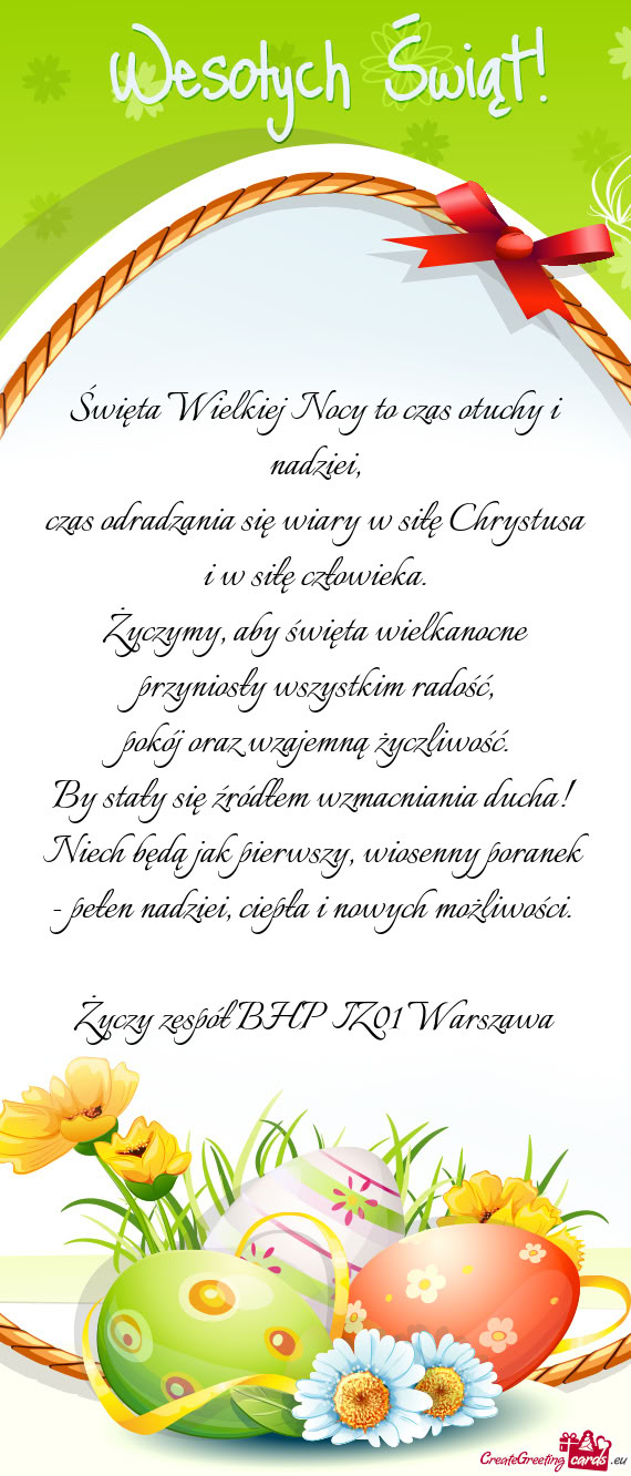 Życzymy, aby święta wielkanocne przyniosły wszystkim radość