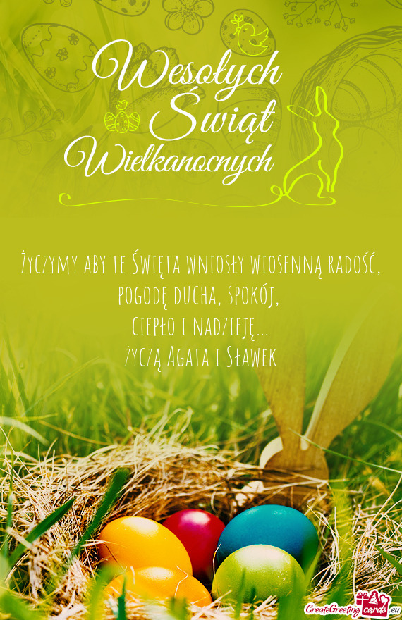 Życzymy aby te Święta wniosły wiosenną radość, pogodę ducha, spokój