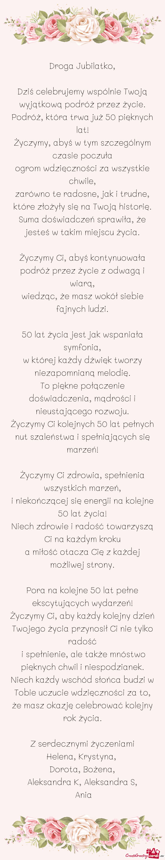 Życzymy, abyś w tym szczególnym czasie poczuła