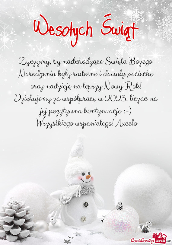 Życzymy, by nadchodzące Święta Bożego Narodzenia były radosne i dawały pociechę oraz nadziej