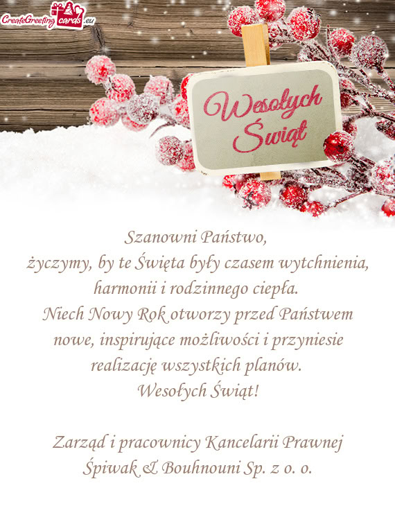 Życzymy, by te Święta były czasem wytchnienia, harmonii i rodzinnego ciepła