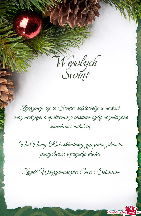 Życzymy, by te Święta obfitowały w radość