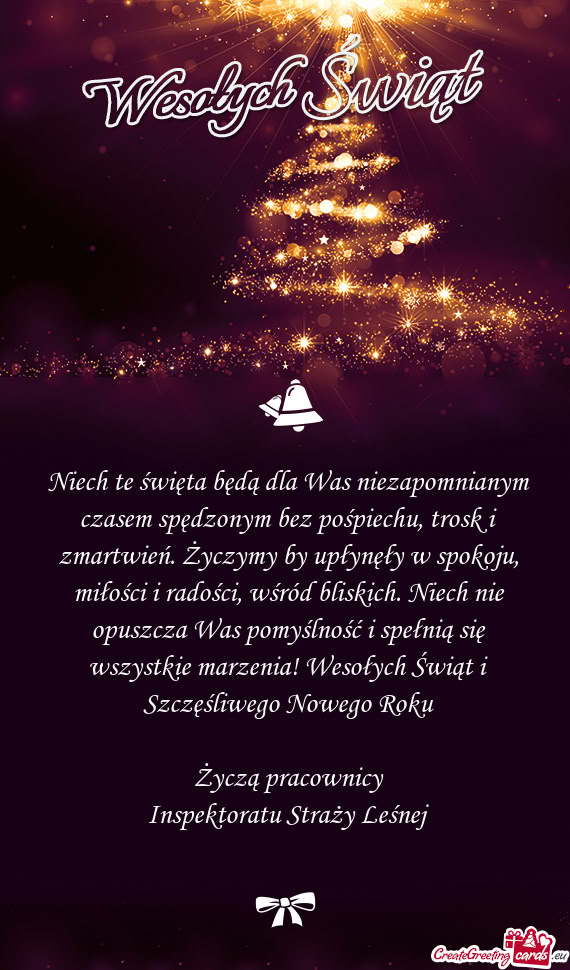 Życzymy by upłynęły w spokoju, miłości i radości, wśród bliskich. Niech nie opuszcza Was