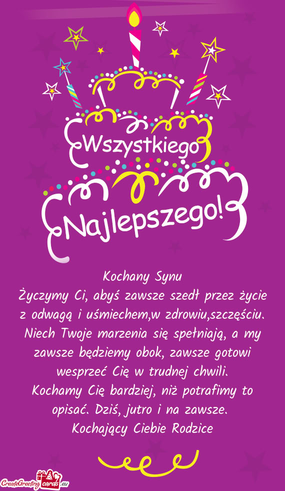 Życzymy Ci, abyś zawsze szedł przez życie z odwagą i uśmiechem,w zdrowiu,szczęściu