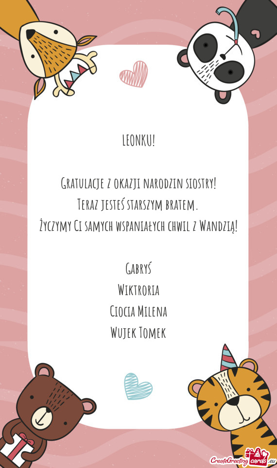 Życzymy Ci samych wspaniałych chwil z Wandzią