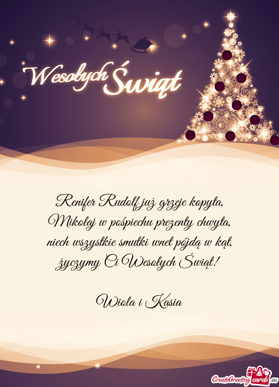 Życzymy Ci Wesołych Świąt! Wiola i Kasia