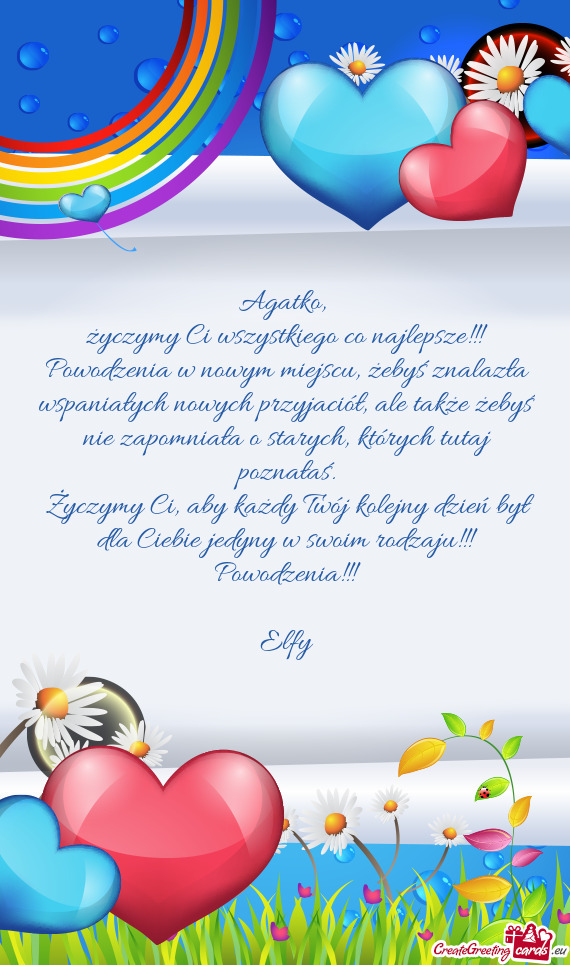 Życzymy Ci wszystkiego co najlepsze!!! Powodzenia w nowym miejscu