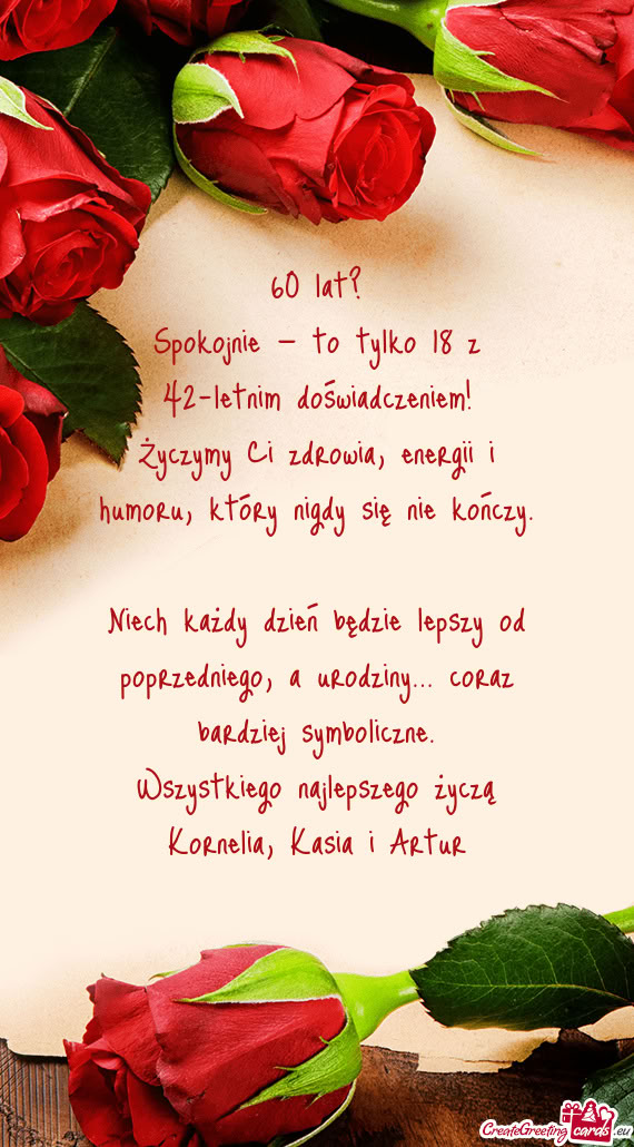 Życzymy Ci zdrowia, energii i humoru, który nigdy się nie kończy