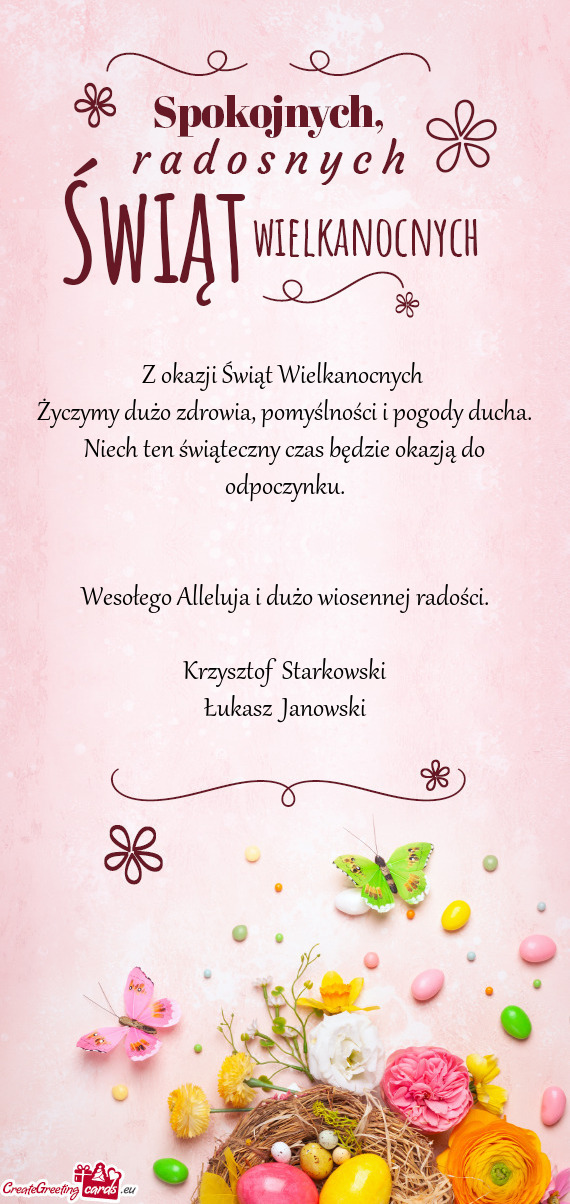 Życzymy dużo zdrowia, pomyślności i pogody ducha