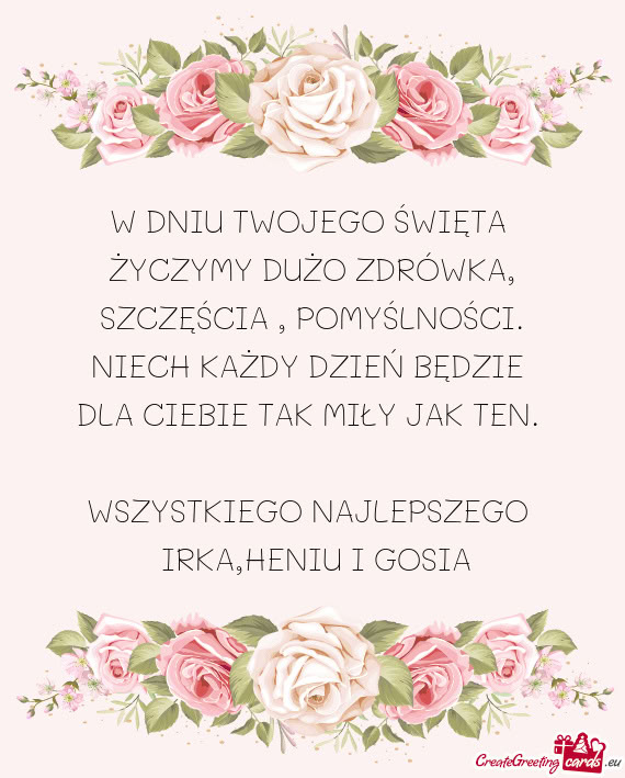 ŻYCZYMY DUŻO ZDRÓWKA