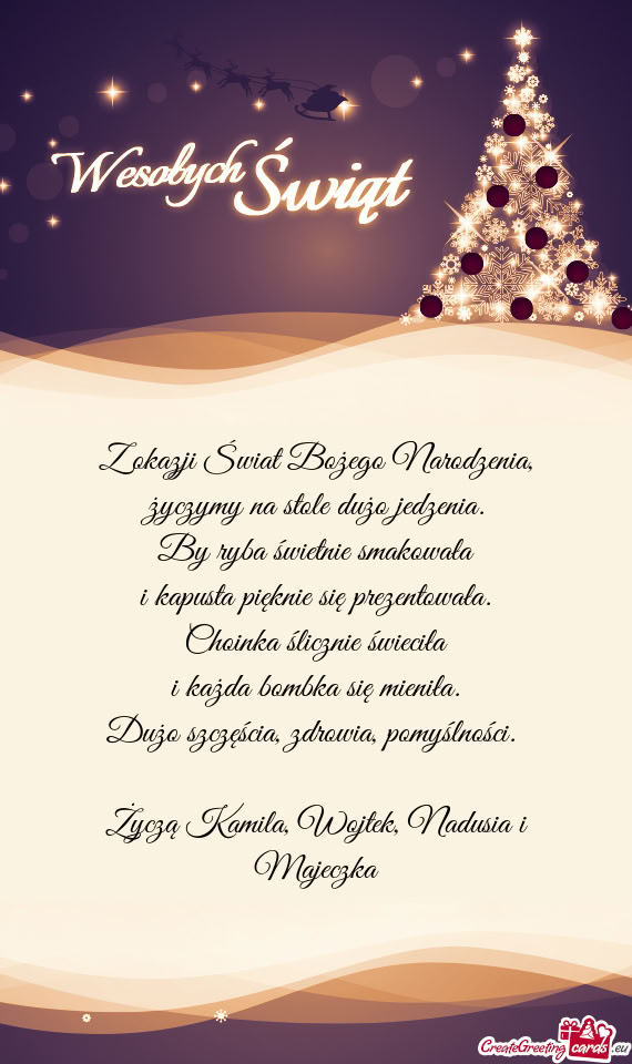 Życzymy na stole dużo jedzenia