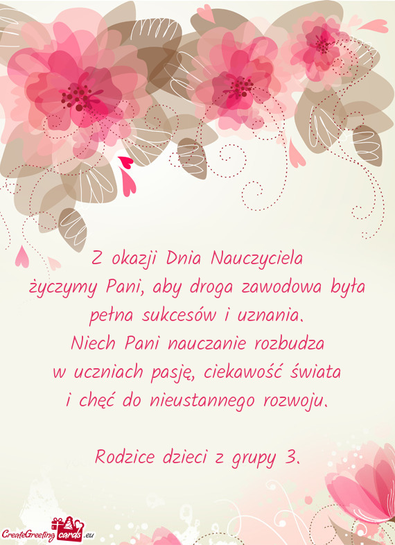 Życzymy Pani, aby droga zawodowa była pełna sukcesów i uznania