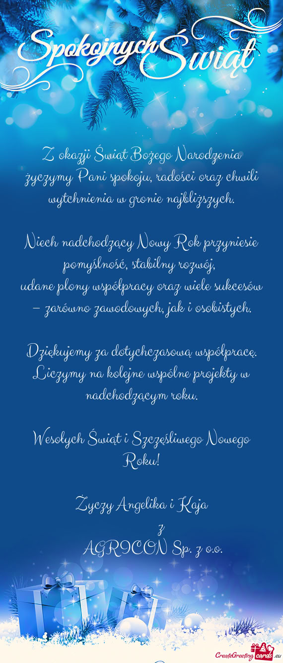 Życzymy Pani spokoju, radości oraz chwili wytchnienia w gronie najbliższych