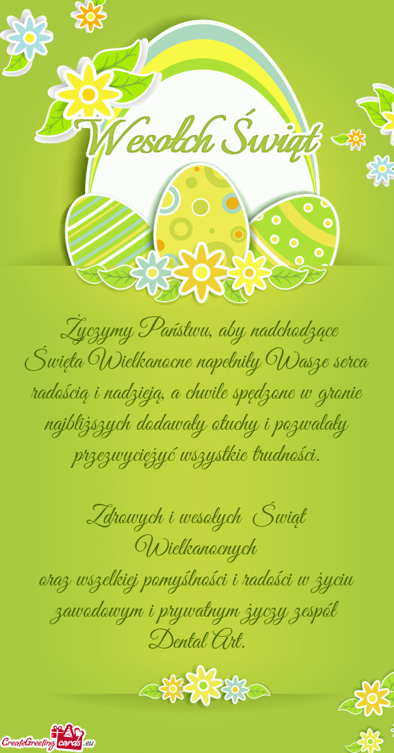  Życzymy Państwu, aby nadchodzące Święta Wielkanocne napełniły Wasze serca radością i nadz