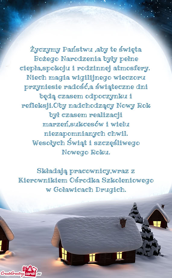 Życzymy Państwu ,aby te święta Bożego Narodzenia były pełne ciepła,spokoju i rodzinnej atmos