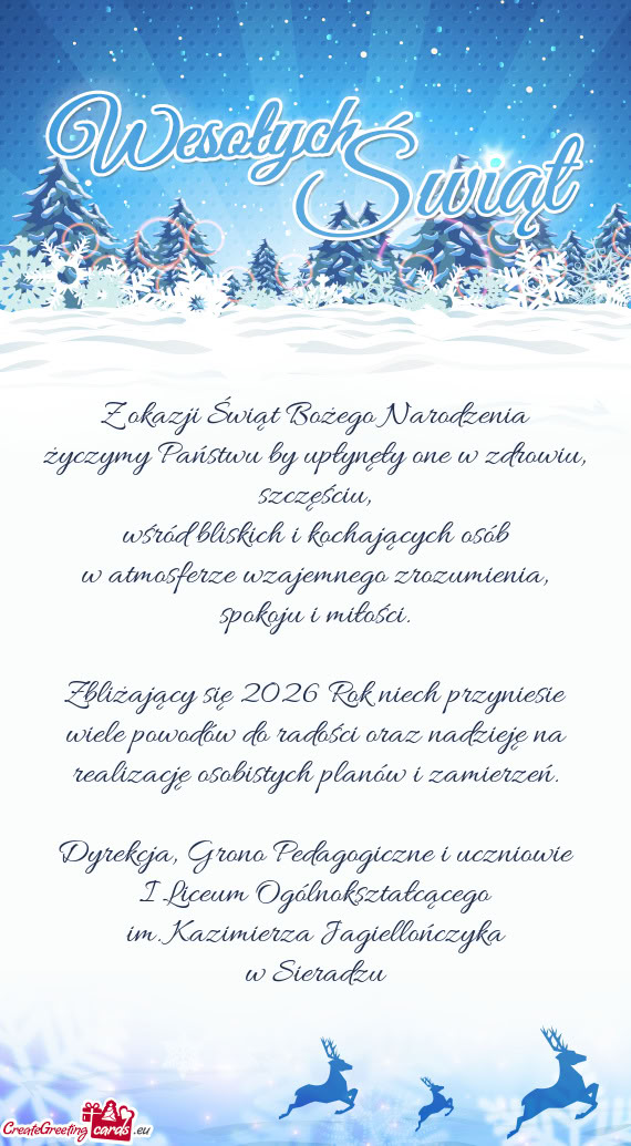 Życzymy Państwu by upłynęły one w zdrowiu, szczęściu