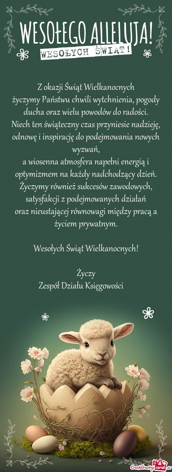 Życzymy Państwu chwili wytchnienia, pogody ducha oraz wielu powodów do radości