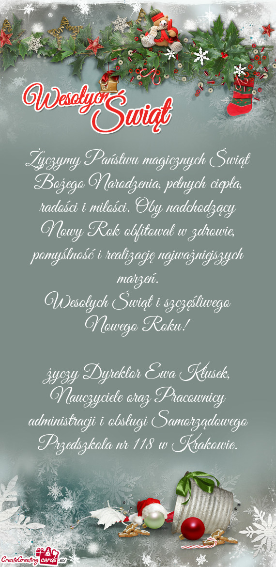Życzymy Państwu magicznych Świąt Bożego Narodzenia, pełnych ciepła, radości i miłości. Oby
