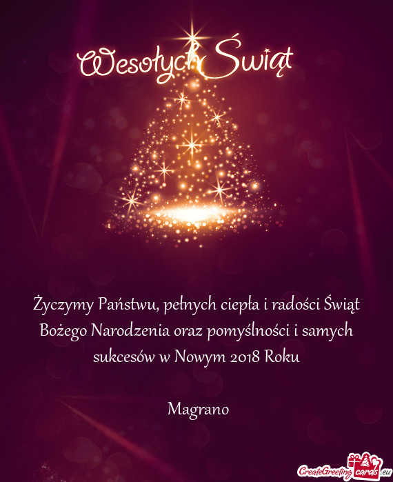 Życzymy Państwu, pełnych ciepła i radości Świąt Bożego Narodzenia oraz pomyślności i samyc