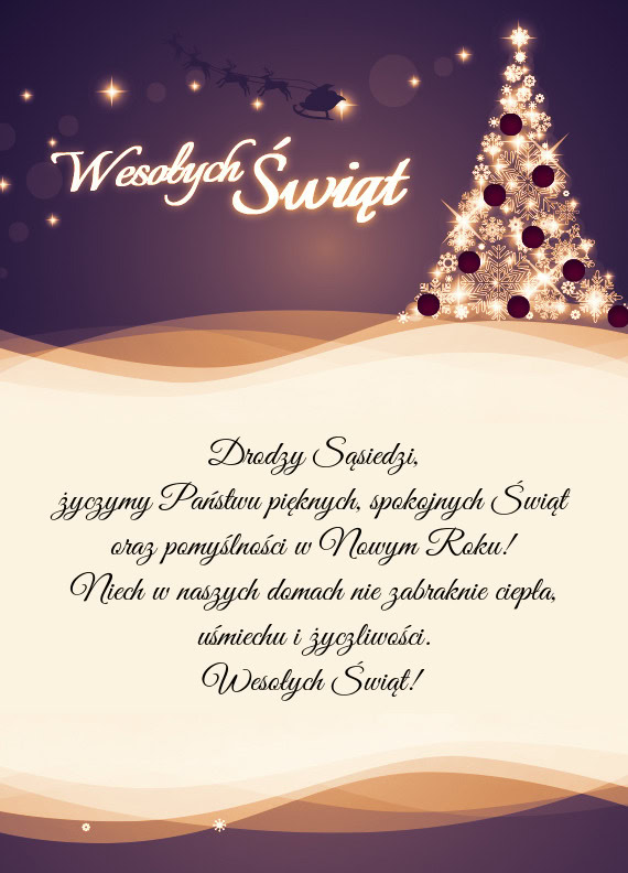 Życzymy Państwu pięknych, spokojnych Świąt oraz pomyślności w Nowym Roku