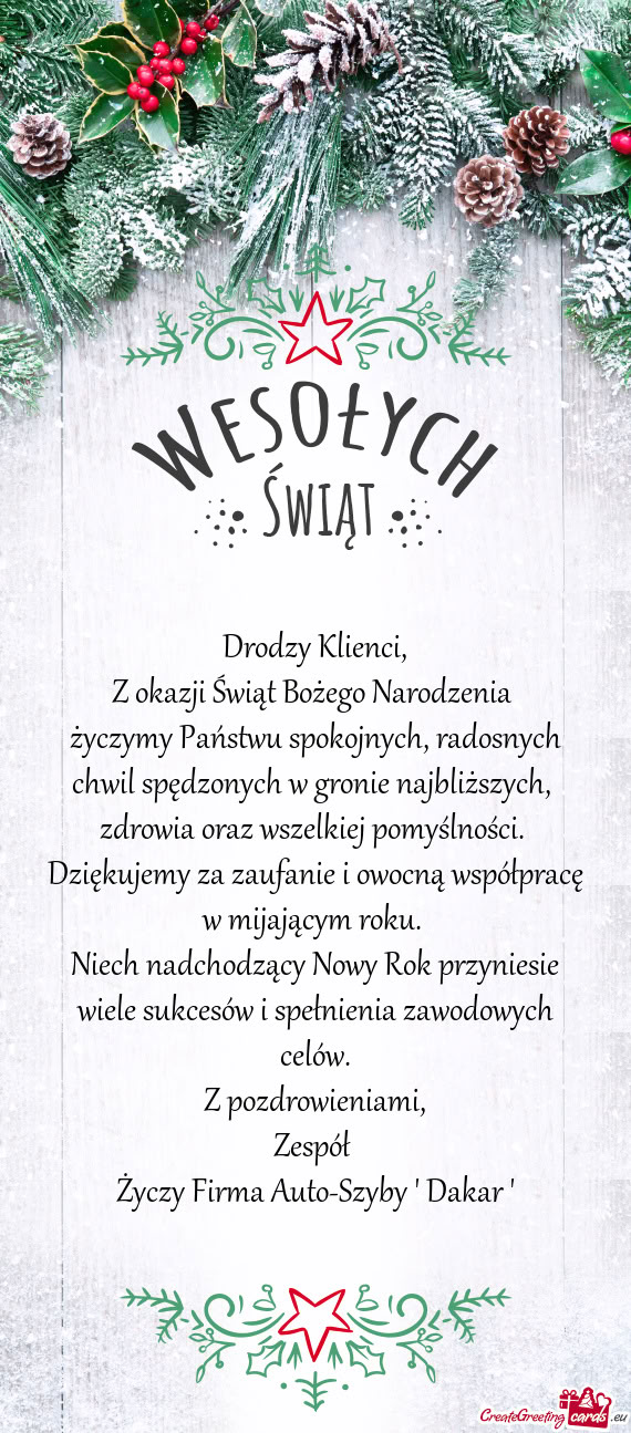 Życzymy Państwu spokojnych, radosnych chwil spędzonych w gronie najbliższych
