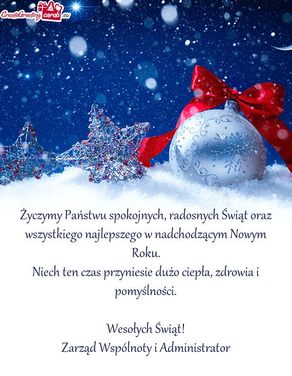 Życzymy Państwu spokojnych, radosnych Świąt oraz wszystkiego najlepszego w nadchodzącym Nowym R