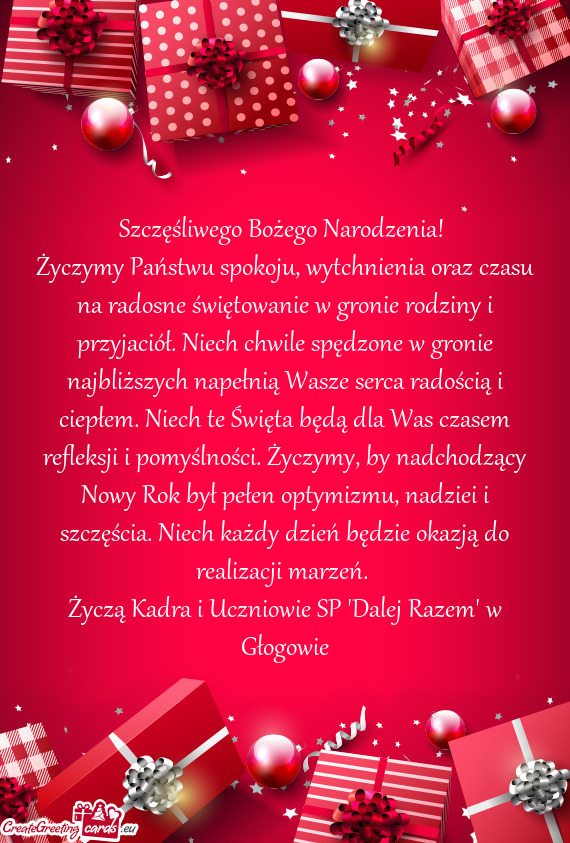 Życzymy Państwu spokoju, wytchnienia oraz czasu na radosne świętowanie w gronie rodziny i przyja