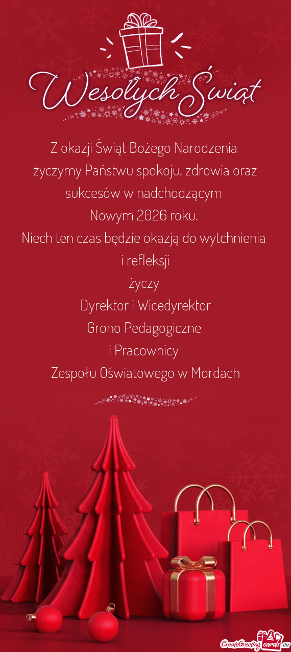 Życzymy Państwu spokoju, zdrowia oraz sukcesów w nadchodzącym