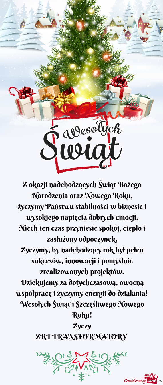 Życzymy Państwu stabilności w biznesie i wysokiego napięcia dobrych emocji