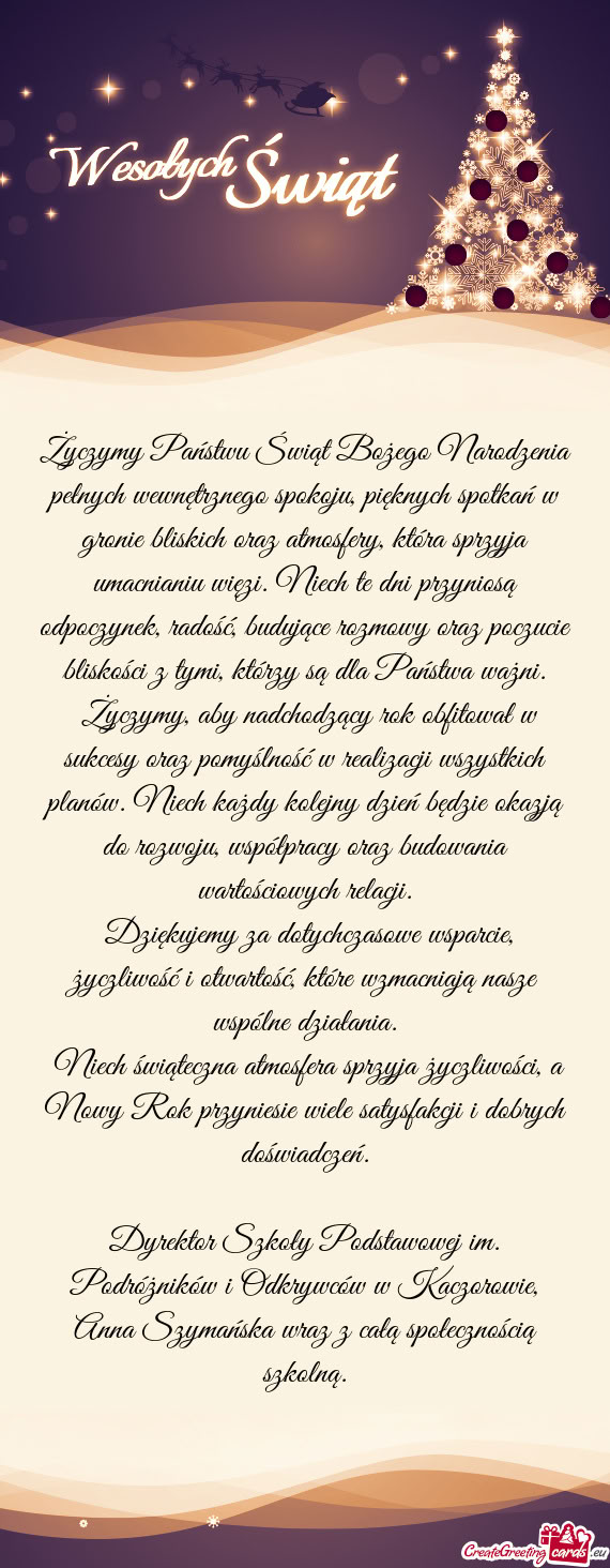 Życzymy Państwu Świąt Bożego Narodzenia pełnych wewnętrznego spokoju, pięknych spotkań w gr
